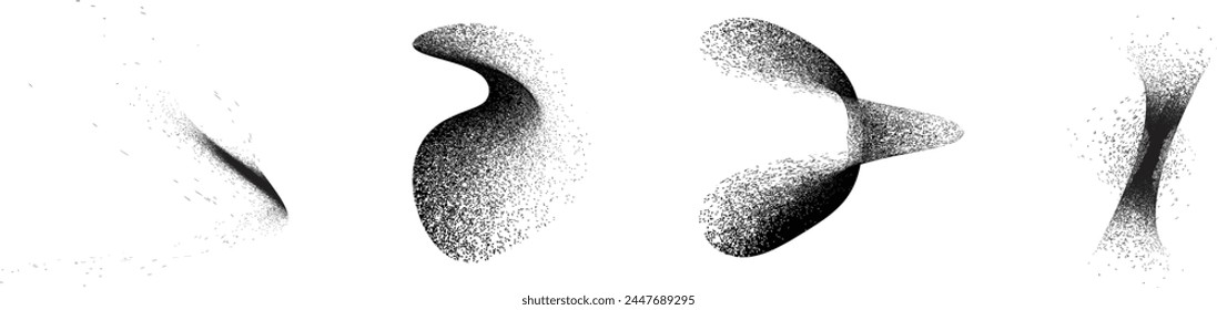 Distressed gradient shape . Shade of sphere . Noise destroyed circle . Trendy grainy shadow . Graph print texture .Spray effect .Grunge texture . Distressed element .Vector rounded ball shadow 