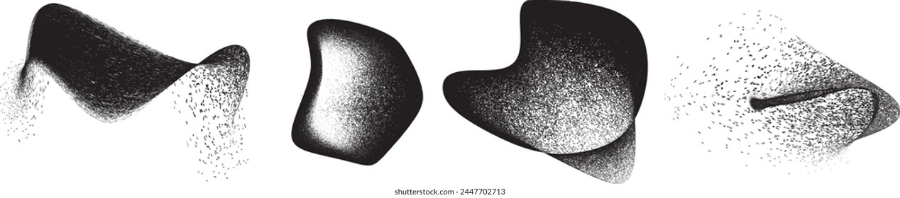 Distressed gradient shape . Shade of sphere . Noise destroyed circle . Trendy grainy shadow . Graph print texture .Spray effect .Grunge texture . Distressed element .Vector rounded ball shadow