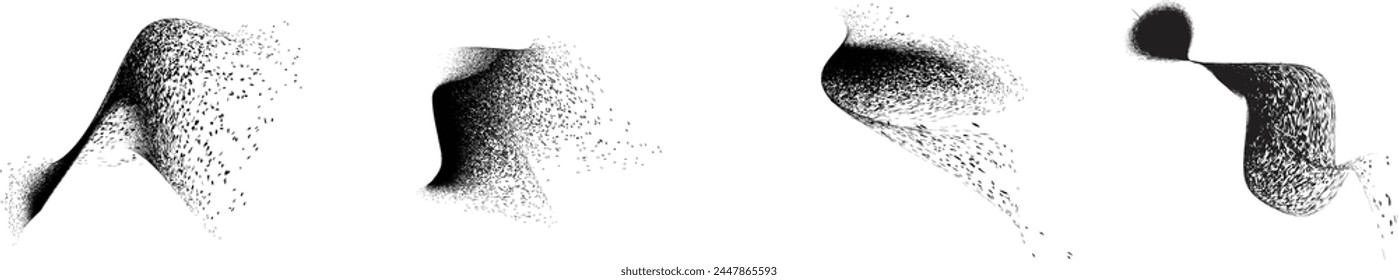 Distressed gradient shape . Shade of sphere . Noise destroyed circle . Trendy grainy shadow . Graph print texture .Spray effect .Grunge texture . Distressed element .Vector rounded ball shadow