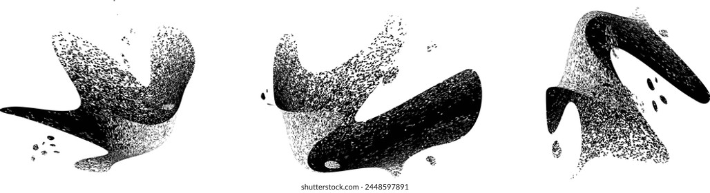 Distressed gradient shape . Shade of sphere . Noise destroyed circle . Trendy grainy shadow . Graph print texture .Spray effect .Grunge texture . Distressed element .Vector rounded ball shadow