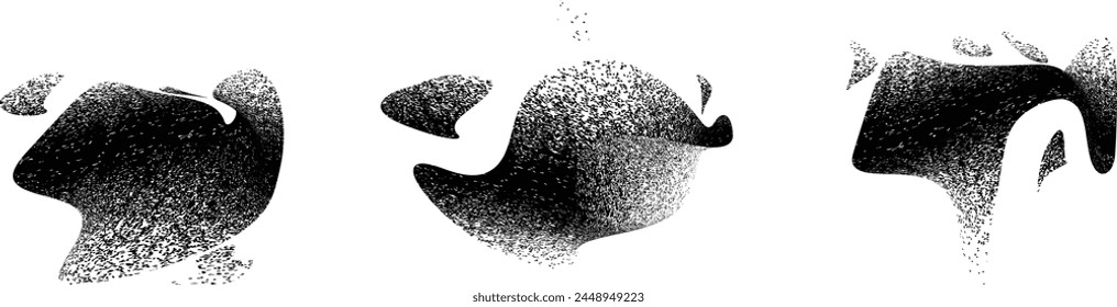 Distressed gradient shape . Shade of sphere . Noise destroyed circle . Trendy grainy shadow . Graph print texture .Spray effect .Grunge texture . Distressed element .Vector rounded ball shadow