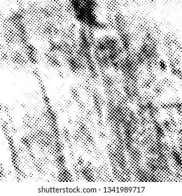 Distressed grainy halftone overlay texture. Grunge popart messy background. Dirty rough empty cover template. Rural dot wall backdrop. Weathered textile aging design element. EPS10 vector