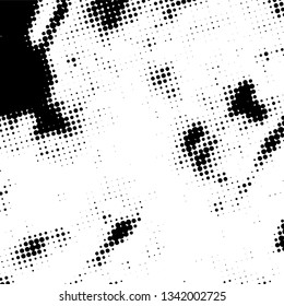 Distressed grainy halftone overlay texture. Grunge popart messy background. Dirty rough empty cover template. Rural dot wall backdrop. Weathered textile aging design element. EPS10 vector