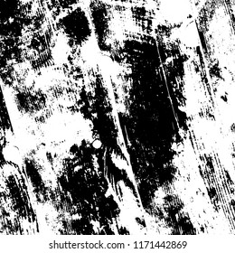 Distressed grainy overlay texture. Grunge dark corner messy background. Dirty paper empty cover template. Ink stroke brushed renovate wall backdrop. Insane aging border design element. EPS10 vector.