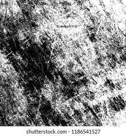 Distressed grainy overlay texture. Grunge dark corner messy background. Dirty paper empty cover template. Ink stroke brushed renovate wall backdrop. Insane aging border design element. EPS10 vector.