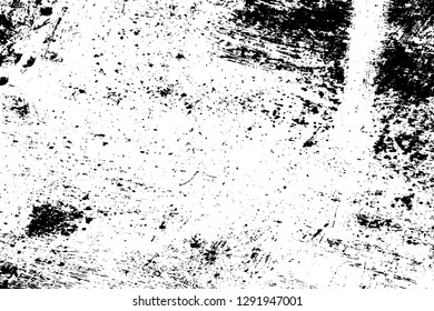 Distressed grainy overlay texture. Grunge dark corner messy background. Dirty paper empty cover template. Ink stroke brushed renovate wall backdrop. Insane aging border design element. EPS10 vector.