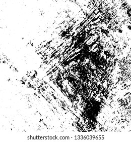 Distressed grainy overlay texture. Grunge dark corner messy background. Dirty paper empty cover template. Ink stroke brushed square shape backdrop. Insane aging border design element. EPS10 vector