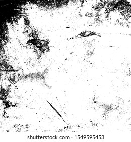Distressed grainy overlay texture. Grunge dark square messy background. Dirty paper empty cover template. Ink stroke brushed square shape backdrop. Insane aging border design element. EPS10 vector