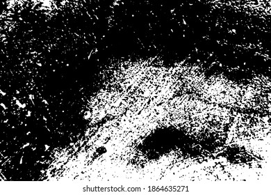 Distressed grainy overlay texture. Grunge dark corner messy background. Dirty paper empty cover template. Ink stroke brushed renovate wall backdrop. Insane aging border design element. EPS10 vector