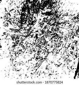 Distressed grainy overlay texture. Grunge dark corner messy background. Dirty paper empty cover template. Ink stroke brushed square shape backdrop. Insane aging border design element. EPS10 vector.