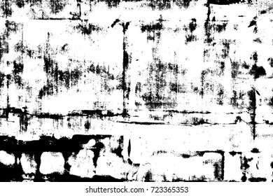 Distressed grainy overlay texture. Grunge dark corner messy background. Dirty paper empty cover template. Ink stroke brushed renovate wall backdrop. Insane aging border design element. EPS10 vector.