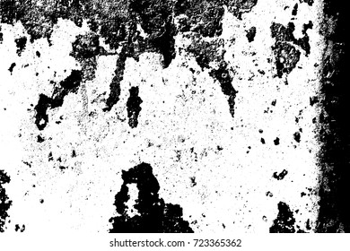Distressed grainy overlay texture. Grunge dark corner messy background. Dirty paper empty cover template. Ink stroke brushed renovate wall backdrop. Insane aging border design element. EPS10 vector.