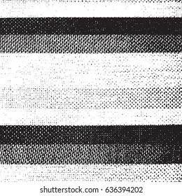 Distressed grainy thread overlay stripe fabric texture. Grunge cloth messy background. Dirty rough empty cover template. Rural rag wall backdrop. Weathered textile aging design element. EPS10 vector.