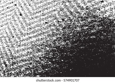 Distressed grainy thread overlay texture. Grunge cloth messy background. Dirty rough empty cover template. Rural rag wall backdrop. Weathered textile aging design element. EPS10 vector.