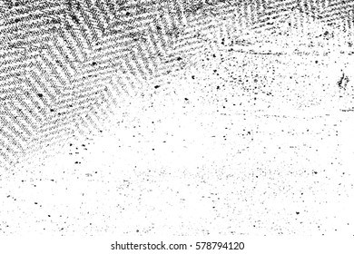 Distressed grainy thread overlay texture. Grunge cloth messy background. Dirty rough empty cover template. Rural rag wall backdrop. Weathered textile aging design element. EPS10 vector.