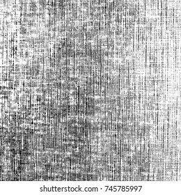 Distressed grainy thread overlay texture. Grunge cloth messy background. Dirty rough empty cover template. Rural rag wall backdrop. Weathered textile aging design element. EPS10 vector.
