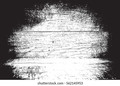 Distressed grainy wood overlay texture. Grunge wooden planks messy background. Dirty rustic empty cover template. Rural fence wall backdrop. Weathered aging design element. EPS10 vector.