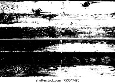 Distressed grainy wood overlay texture. Grunge wooden planks messy background. Dirty rustic empty cover template. Rural fence wall backdrop. Weathered aging design element. EPS10 vector.