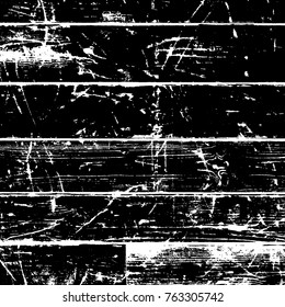 Distressed grainy wood overlay texture. Grunge wooden planks messy background. Dirty rustic empty cover template. Rural fence wall backdrop. Weathered aging design element. EPS10 vector.