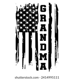 Distressed Grandma American Usa Flag Grandma Design For T Shirt Poster Banner Backround Print Vector Eps Illustrations. svg