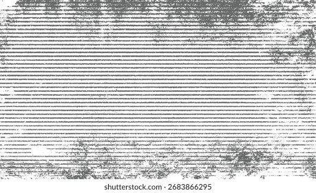 Una textura a rayas Horizontales grises angustiadas con un aspecto áspero y desgastado sobre un fondo blanco.