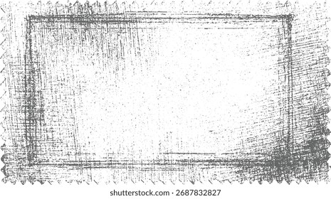 Un marco rectangular gris afligido con un fondo texturizado y rasguñado y bordes irregulares.