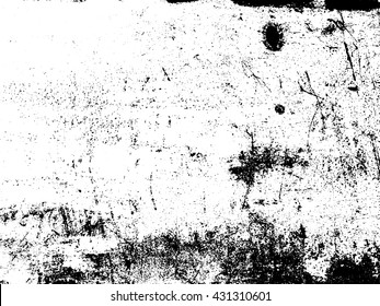 Distressed And Gritty Vector Texture Overlay. Abstract Black And White Dirty Wall Grunge Background