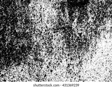 Distressed and gritty vector texture overlay. Abstract black and white dirty wall grunge background