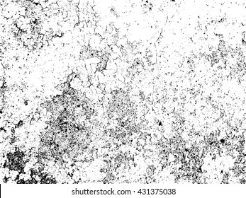 Distressed and gritty vector texture overlay. Abstract black and white dirty wall grunge background