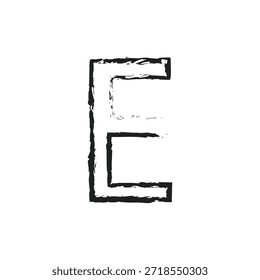 Ilustración vectorial de letra E del alfabeto grunge afligido - Tipografía de estilo de plantilla de Industrial de Antiguas para ropa de calle y marca Urbana
