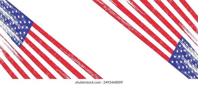 Distressed grunge American flag design isolated on transparent background eps 10