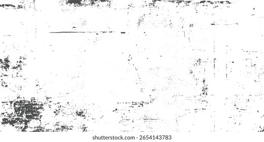Fundo grunge angustiado com manchas texturizadas escuras e manchas finas em uma superfície branca.