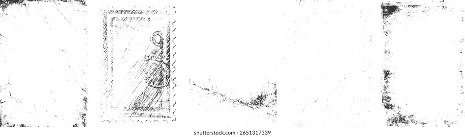Um fundo grunge angustiado com um selo postal vintage e bordas texturizadas.