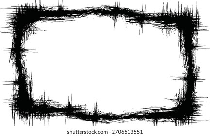 Elemento gráfico de Vector aislado del marco negro del rectángulo del grunge afligido