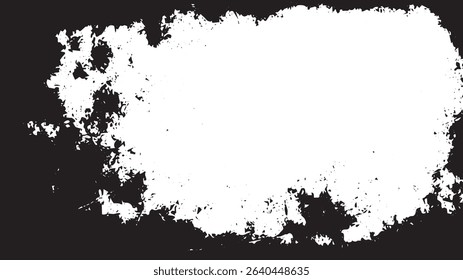 Distressed Grunge Border Frame with Black Ink Texture on White Background