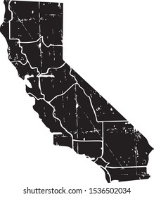 Distressed Grunge California Map Vector