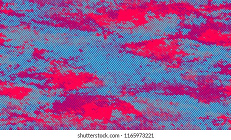 Distressed Grunge Dotted Texture. Cartoon Retro Vector Pattern. Overlay Grainy Style Texture. Turquoise and Red Broken, Spotted Print Design Background.