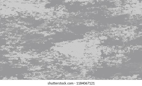 Distressed Grunge Dotted Texture. Cartoon Retro Vector Pattern. Splatter Style Texture. White and Gray Noise Fashion Print Design Background.