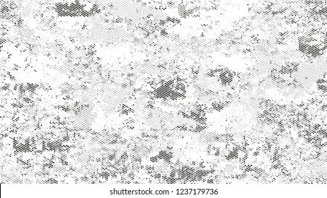 Distressed Grunge Dotted Texture. Cartoon Vintage Pattern. Dirty Weathered Style Texture. Black and White Broken, Spotted Print Design Background.