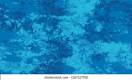 Distressed Grunge Dotted Texture. Cartoon Vintage Pattern. Splatter Style Texture. Blue Noise Fashion Print Design Pattern.