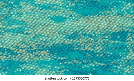 Distressed Grunge Dotted Texture. Cartoon Vintage Pattern. Scatter Style Texture. Turquoise and Beige Broken, Spotted Print Design Pattern.