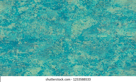 Distressed Grunge Dotted Texture. Retro Spotted Pattern. Dirty Weathered Style Texture. Turquoise and Beige Broken, Spotted Print Design Background.