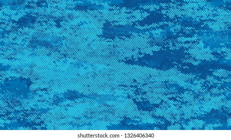Distressed Grunge Dotted Texture. Retro Spotted Pattern. Overlay Grainy Style Texture. Blue Monochrome Print Design Pattern.