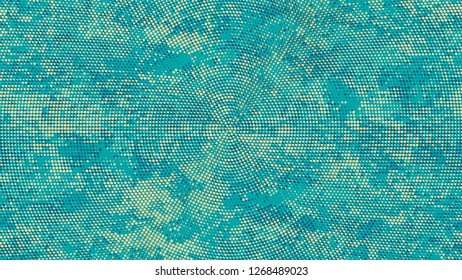 Distressed Grunge Dotted Texture. Rough Grungy Pattern Design. Overlay Grainy Style Texture. Turquoise and Beige Broken, Spotted Print Design Pattern.
