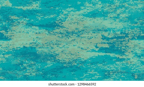 Distressed Grunge Dotted Texture. Vintage Dirty Dotted Pattern. Dirty Weathered Style Texture. Turquoise and Beige Broken, Spotted Print Design Background.