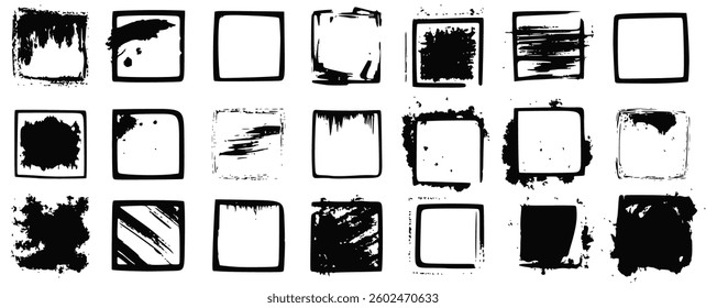 distressed grunge frame border with a dusty, aged texture on an isolated background. A black square frame with a vintage, worn-out effect, ideal for retro designs, posters, and overlays.	