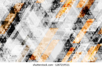 Distressed Grunge Geometric Seamless Background. Pattern with Abstract Elements. Dirty Grunge Style Background. Urban Clothes Pattern Design.