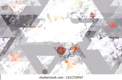 Distressed Grunge Geometric Seamless Background. Scattered Polygons Pattern. Dirty Grunge Style Background. Urban Clothes Pattern Design.