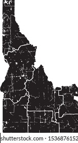 Distressed Grunge Idaho Map Vector