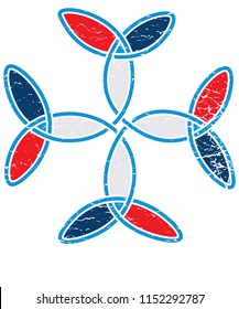Distressed Grunge isolated vector illustration: the Carolingian cross, or Christian Cross of triquetras, known as Emperor Charlemagne of the Holy Roman Empire sign or icon.